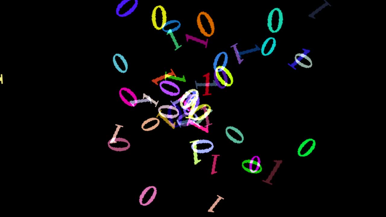 숫자를 가진 애니메이션 컴퓨터 스크린 세이버