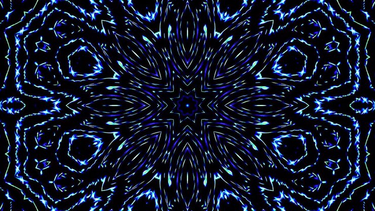 Abstract kaleidoscope shining beautiful smooth motion blue lines shining light arrangement