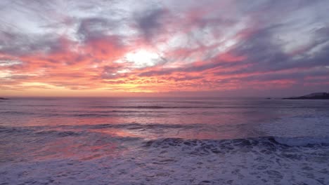 ocean sunset view drone shot