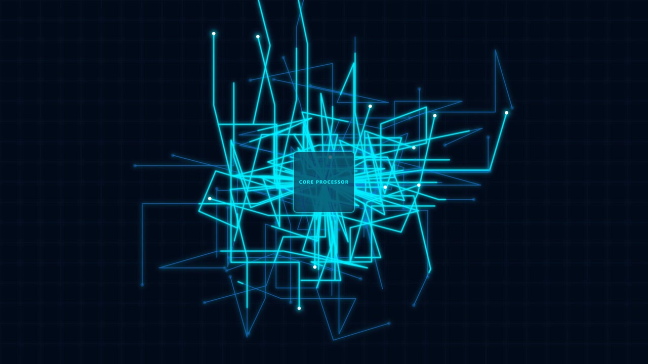 Digital Core Processor with Glowing Data Network Connections