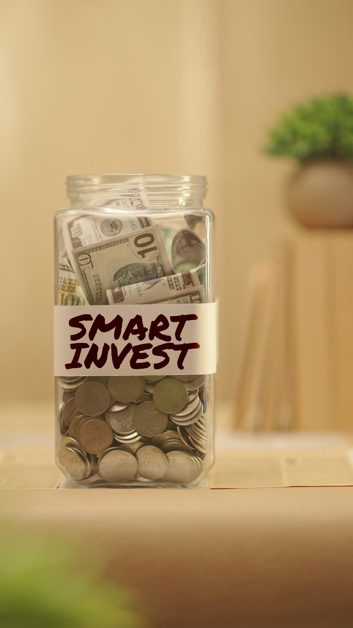 VERTICAL VIDEO OF PERSON SAVING MONEY FOR SMART INVEST