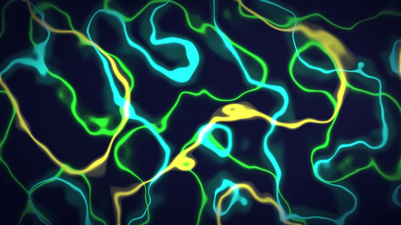 4k. fondo de movimiento ondulado abstracto en bucle azul, amarillo y verde