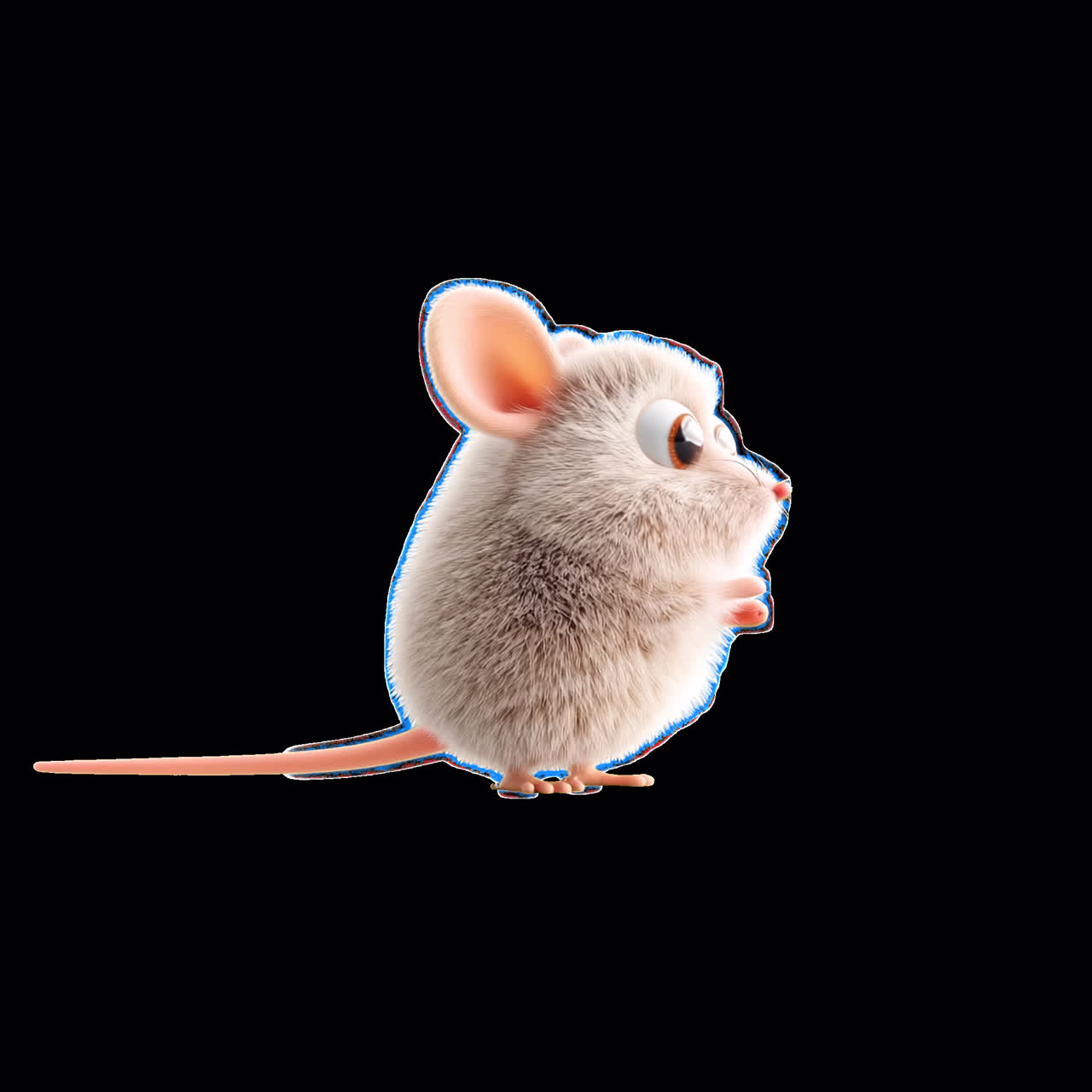 Animazione adorabile di un topo cartone animato soffice, risorsa isolata, video 4K trasparente, canale alfa, ProRes.