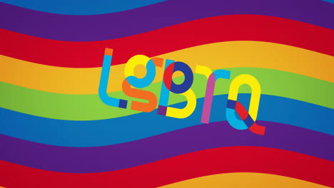 animación del texto lgbtq del arco iris sobre el fondo del arco iris.