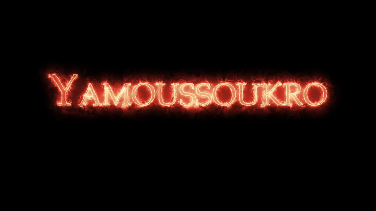 Yamoussoukro written with fire. Loop