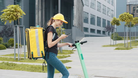 food delivery person on electric scooter