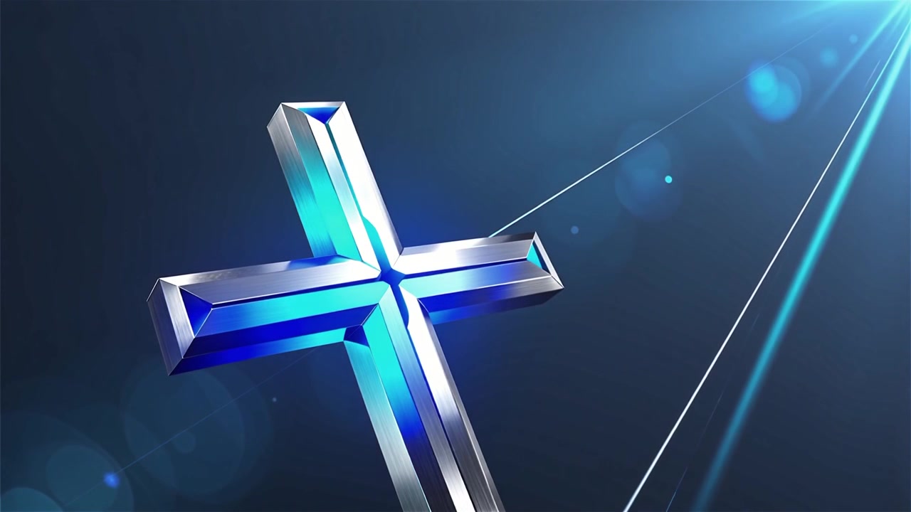 Croce Cristiana Luce Celestiale Sfondo per il Culto.