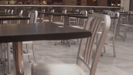 empty food center cafeteria during corona virus, covid 19 outbreak epidemic.