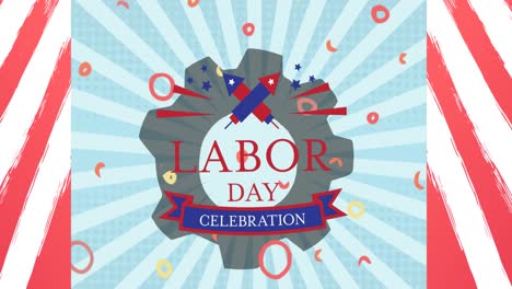 Animation-of-labor-day-celebration-text-over-shapes