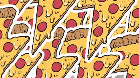 animación de los iconos de la pizza sobre un fondo gris