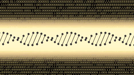 animation of data processing with dna strand on black background