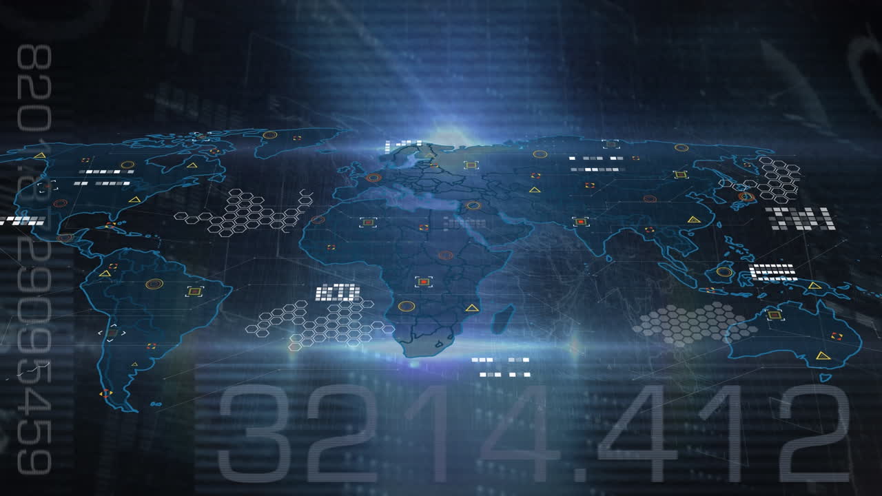Animation of data processing over world map