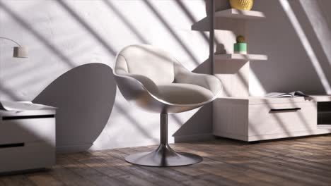 abstract iridescent bubble chair in modern room