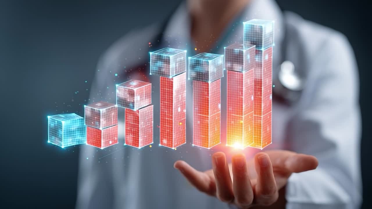 Healthcare professional displays data visualization trends in technology