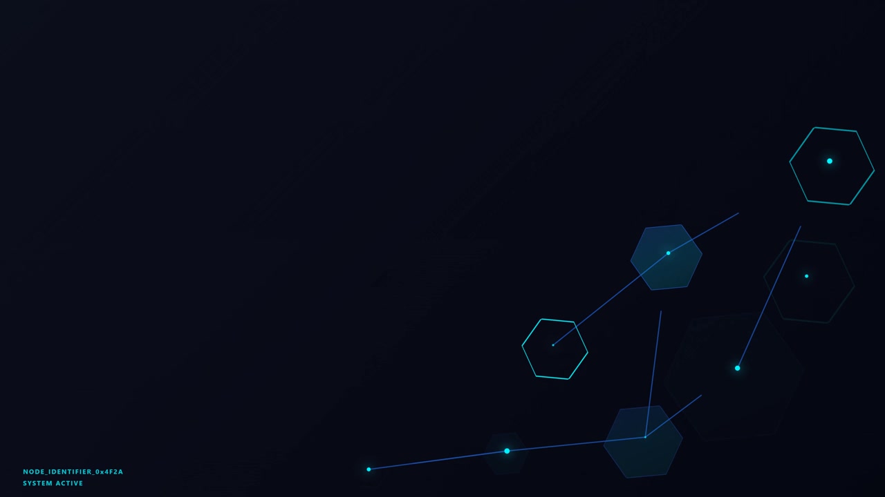 Abstract Digital Network with Connecting Hexagons and Glowing Nodes