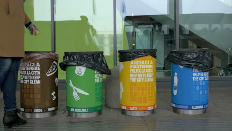 multicolored containers for separate waste collection