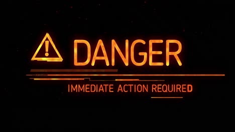 animation of danger sign and text on black background