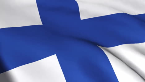 waving finnish flag featuring blue cross on white background in animation
