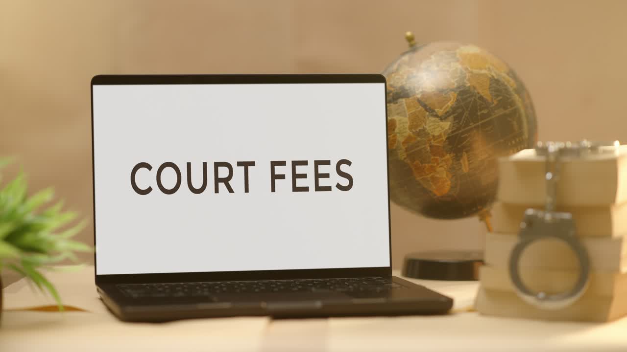 COURT FEES DISPLAYED IN LEGAL LAPTOP SCREEN