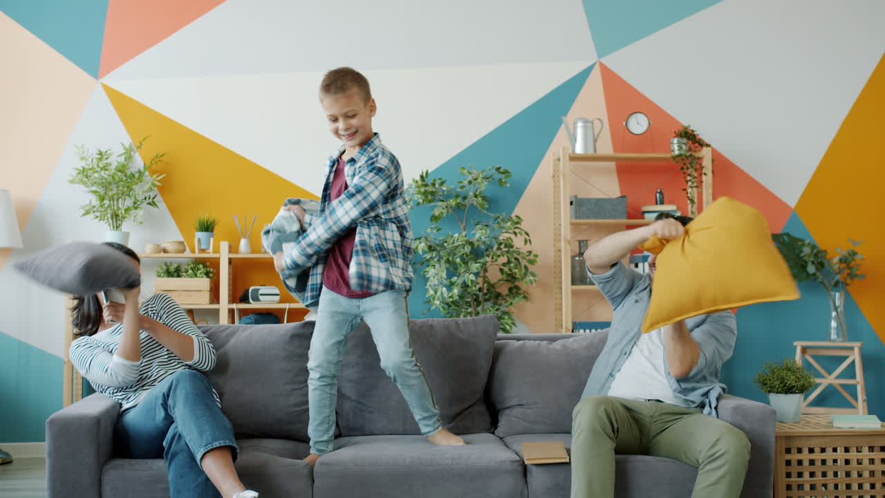 Family Pillow Fight Fun