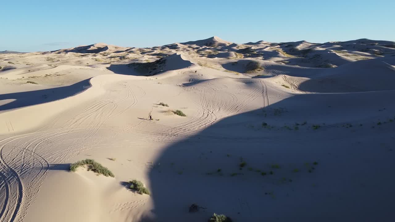 Aerial flyover of the Samalayuca Dune Fields and desert in Chihuahua State, close to Ciudad Ju&aacute;rez and the U