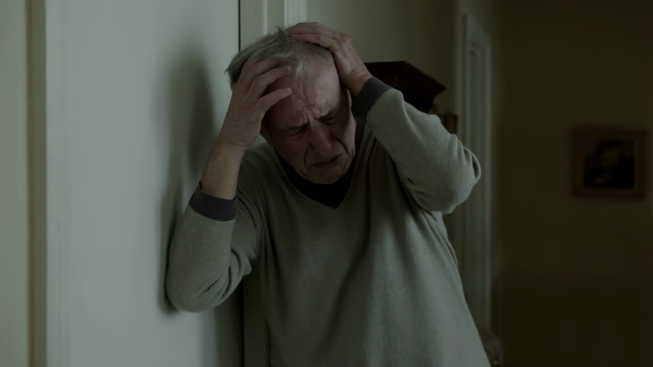 Elderly Man Experiencing Severe Headache or Distress