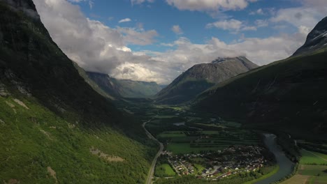 village of sunndalsora lies at the mouth of the river driva at the beginning of the sunndalsfjorden. beautiful nature norway natural landscape.