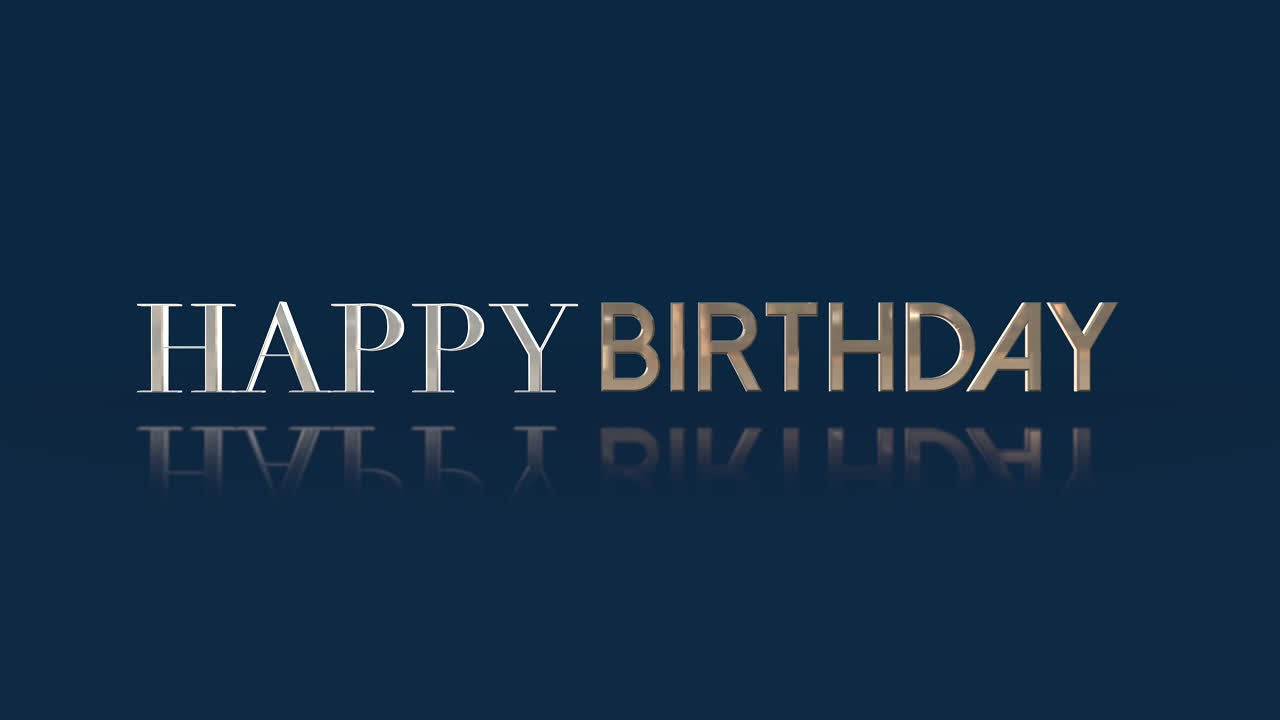 reflejo dorado brillante felicitación de cumpleaños en fondo azul