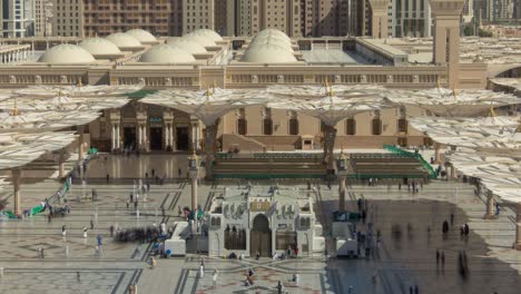 morning transition time-lapse looking over the al masjid al abawi mosque in medina