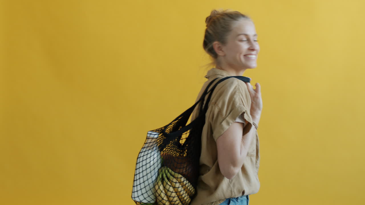 Woman with Reusable Shopping Bag