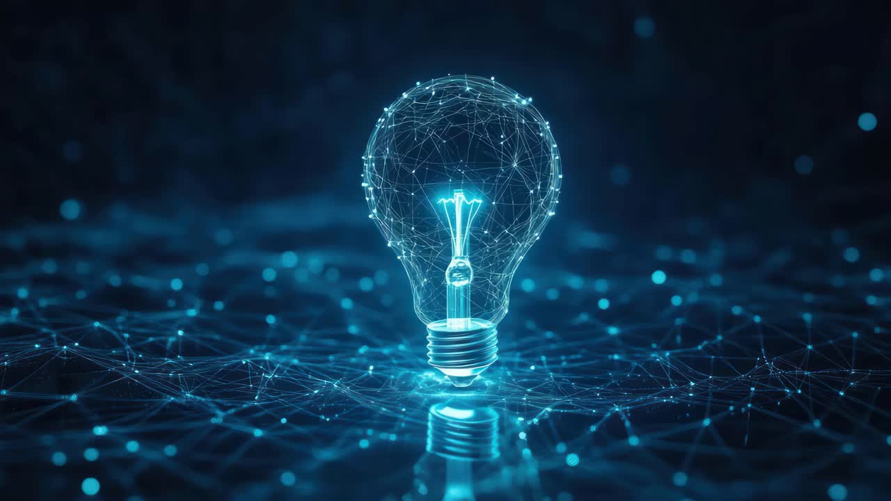 Futuristic light bulb concept with digital connections
