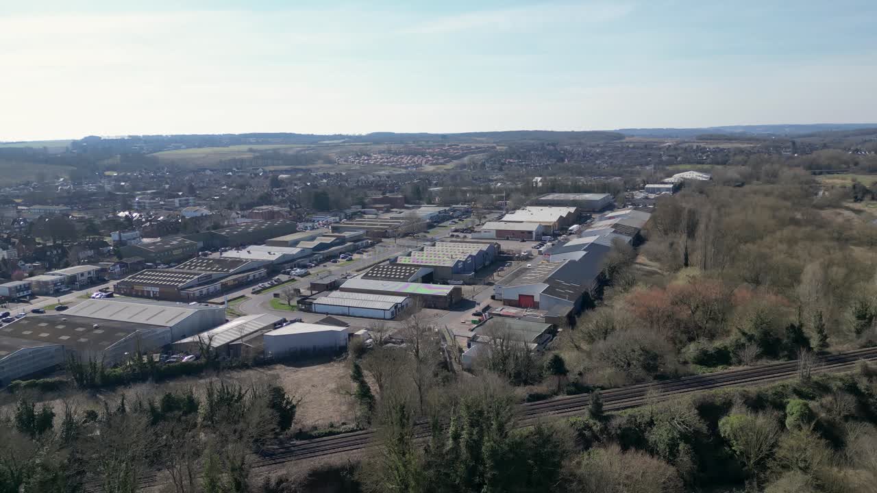 Drone Flyover Towards Wincheap Industrial Estate in Canterbury, UK