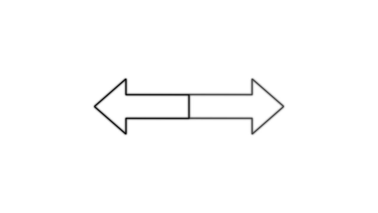 Black double-headed arrow smoothly expands and contracts horizontally on a clean white background