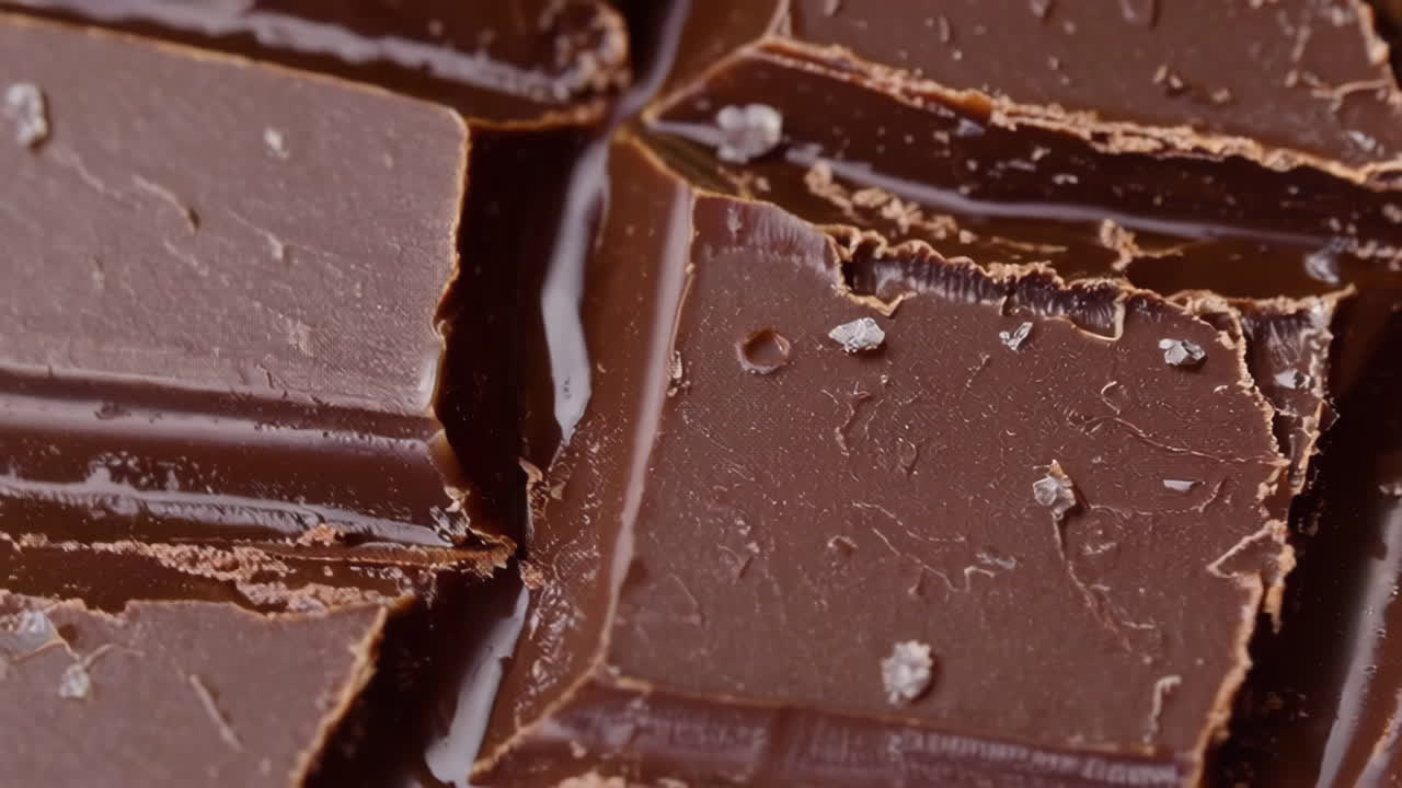 Close-up of Dark Chocolate with Salt Crystals