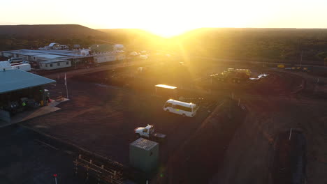 sunrise on gold mine aerial