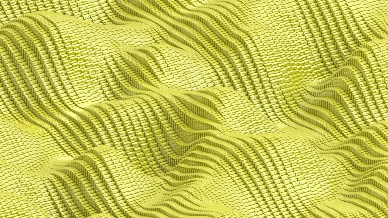 superficie ondulada con fondos de animación de cubos de oro brillantes