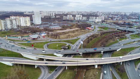 aerial view of a freeway intersection
