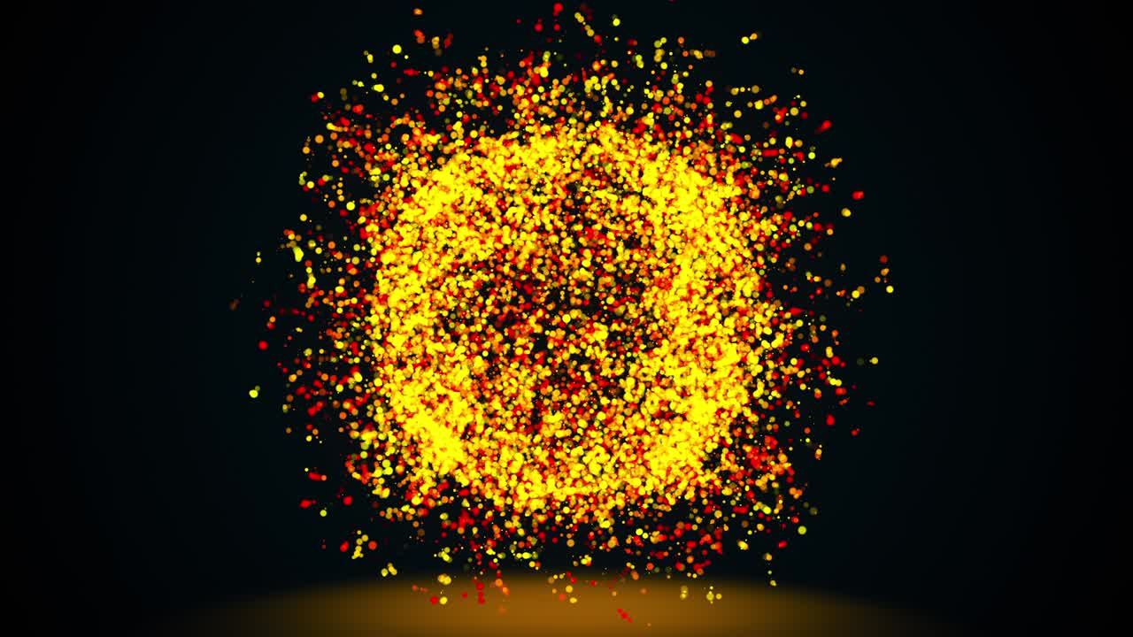 rendering 3d, esfera abstracta generada por computadora de partículas doradas brillantes sobre un fondo negro