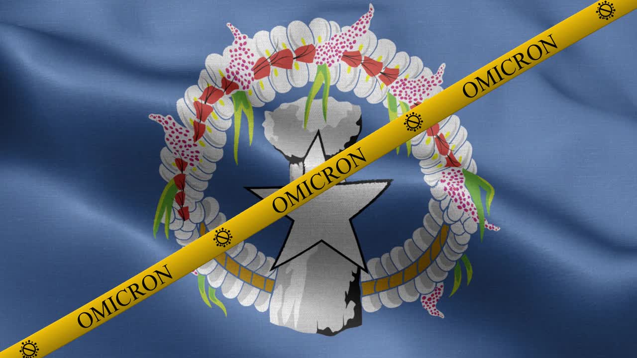 variante omicron y franja de prohibición en las islas marianas del norte bandera - bandera de las islas marianas del norte
