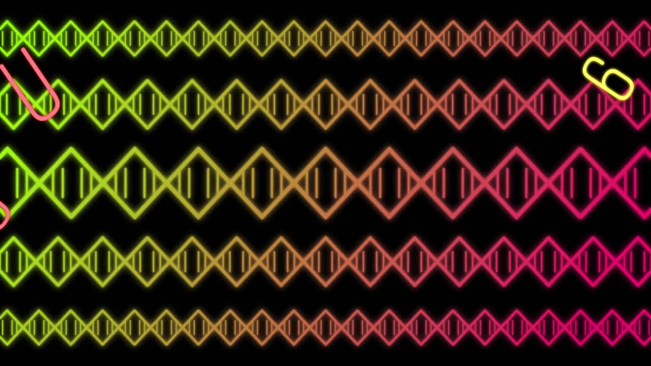 Animation of letters and numbers over shapes moving