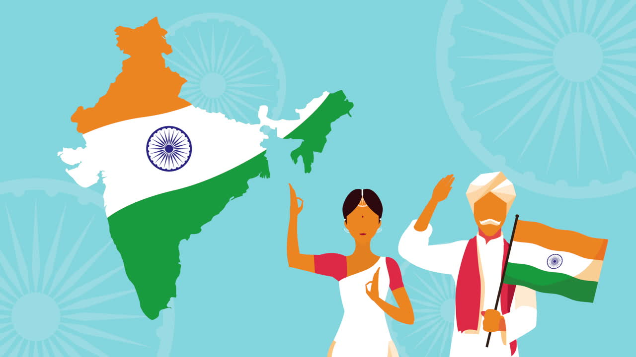 부부 와 함께 인도 독립 의 날 축제