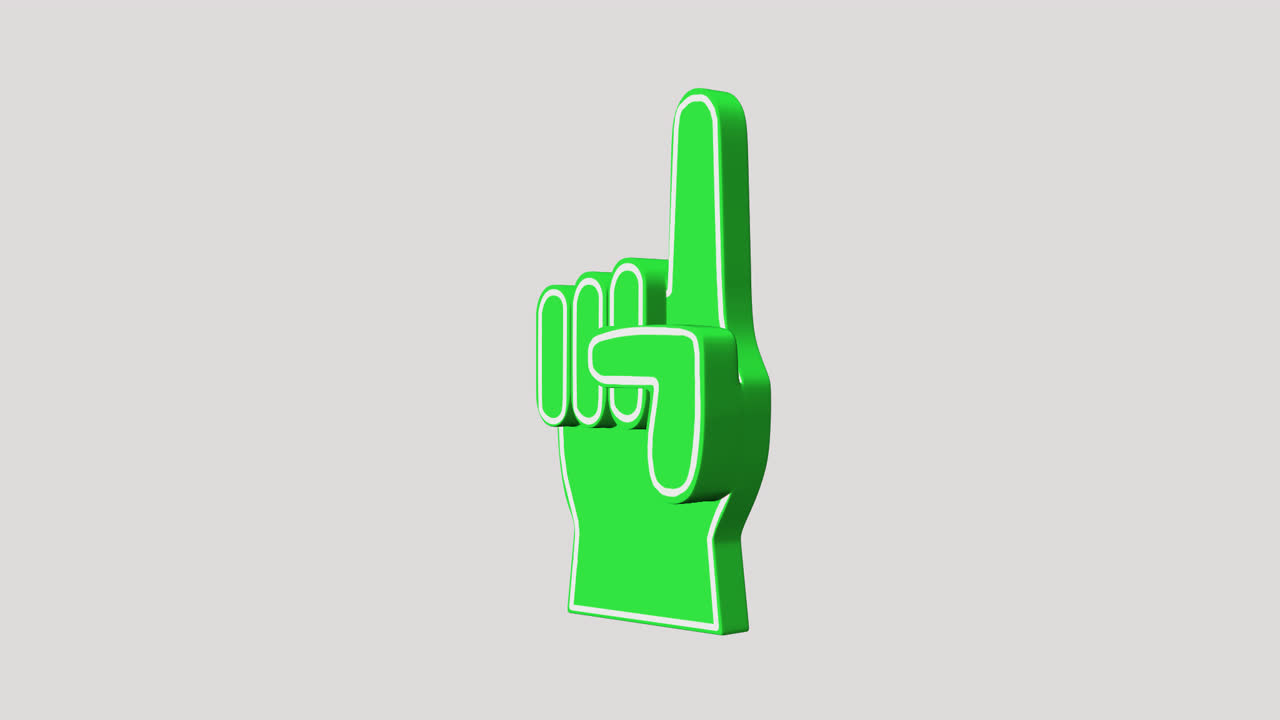Animated Green Foam Finger Pointing Up with Changing Outline