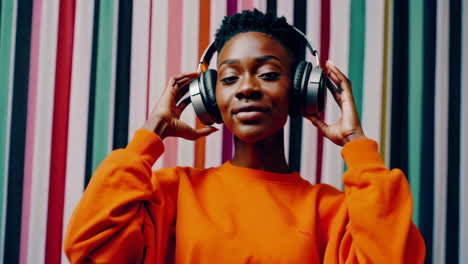 a young woman enjoying music with headphones and a smartphone