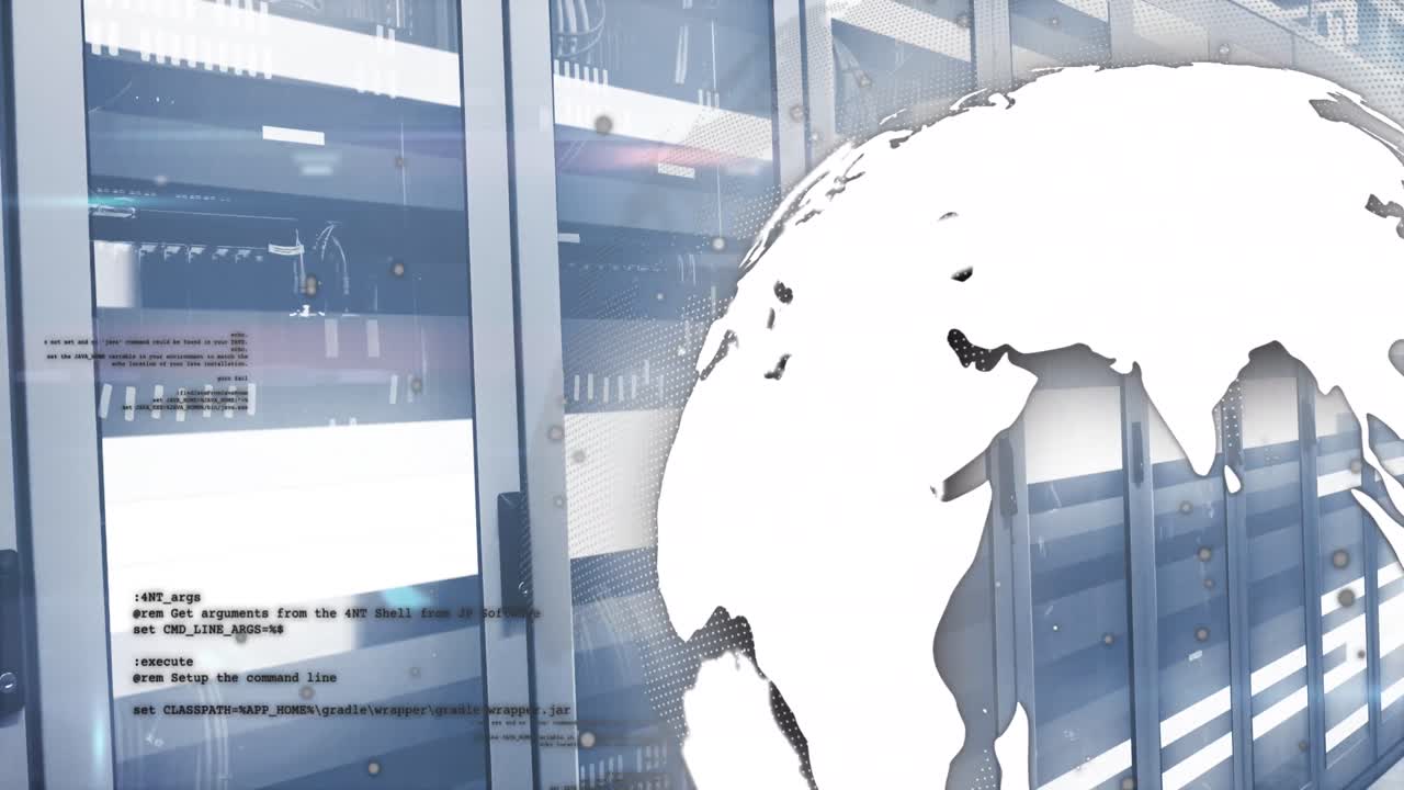 컴퓨터 서버  ⁇ 에 대한 회전하는 지구를 통해 데이터 처리