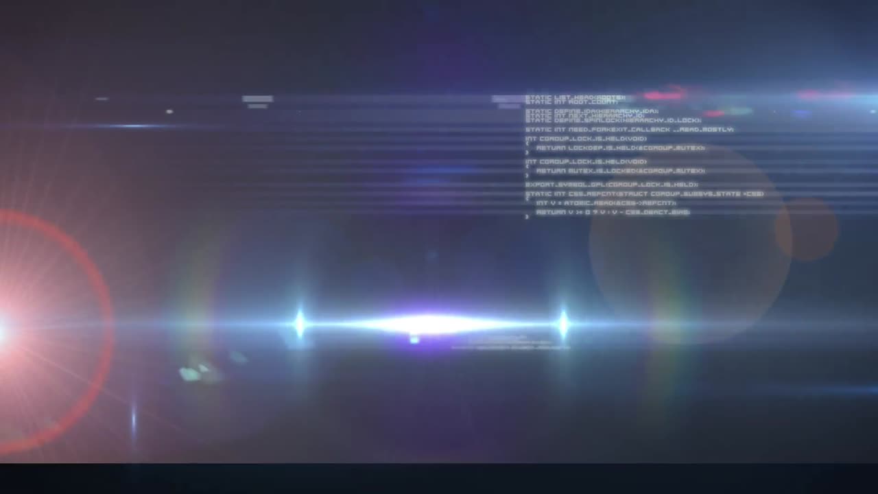 Animation of data processing with glowing light on blue background