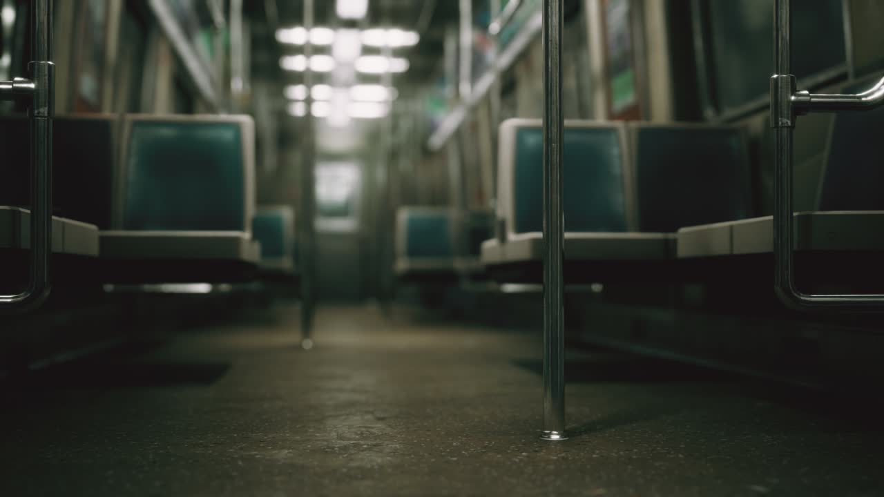 코로나바이러스 코로나19 전염병으로 인해 미국의 지하철 차량이 비어 있습니다.