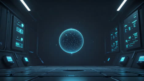 futuristic core chamber with glowing blue orb