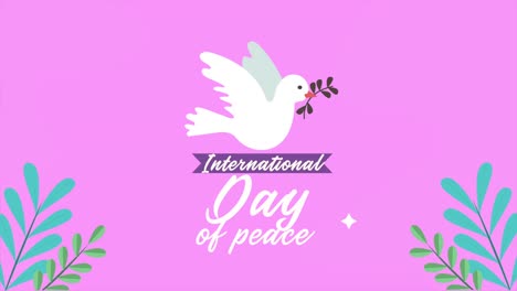 international day of peace lettering with dove