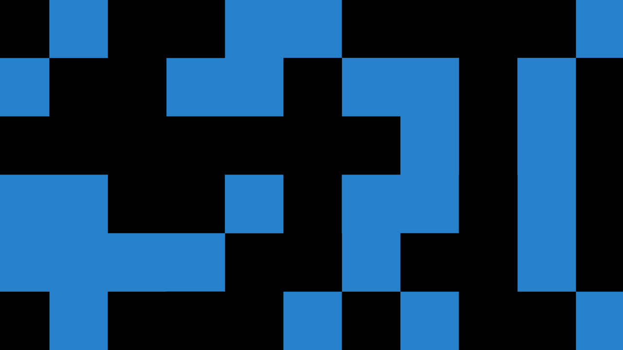 Blue Pixels Filling Screen and Forming Solid Color
