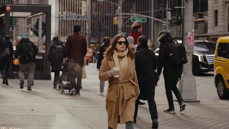 woman walking in new york city
